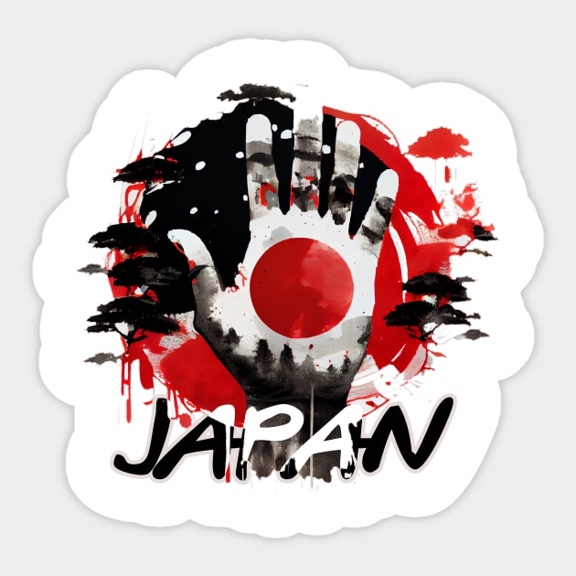 Japan - Iconic Red Sun - hand up - Ink Painting Sticker by MK3